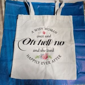 Pink and White Canvas Tote Bag with Sassy Text